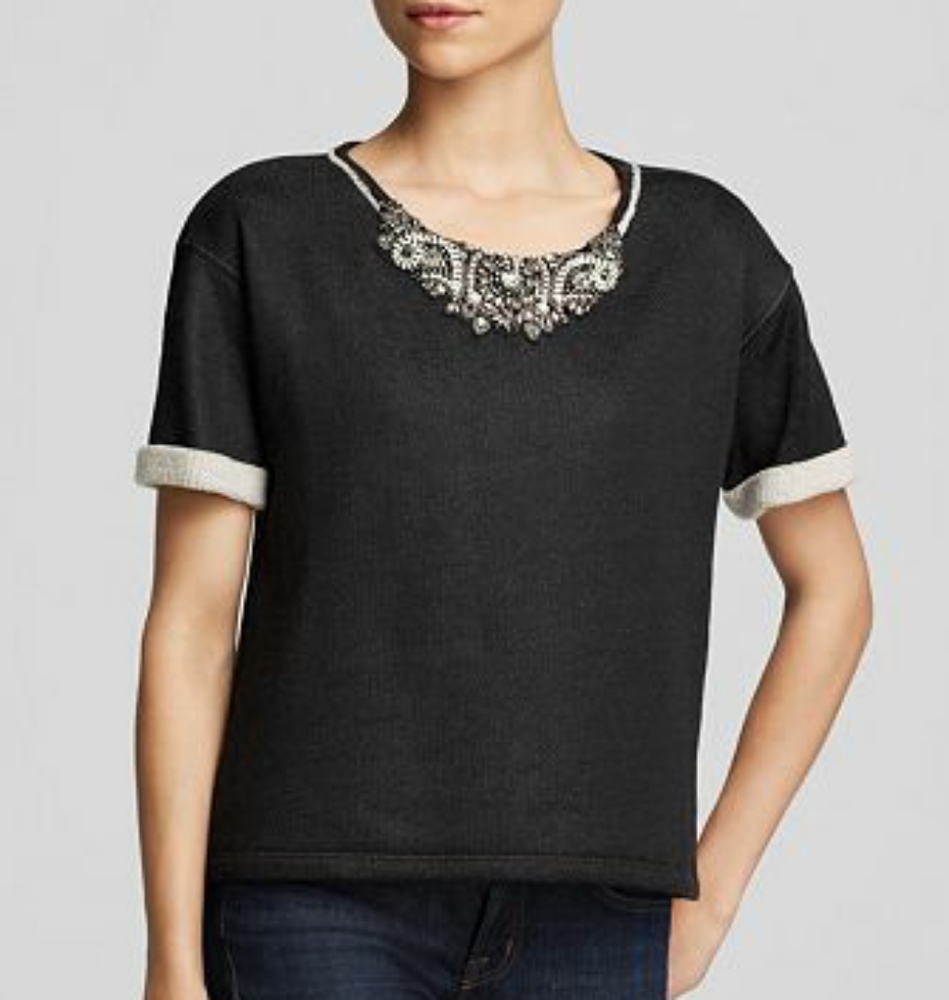 Velvet By Graham & Spencer Black Embroidered Top